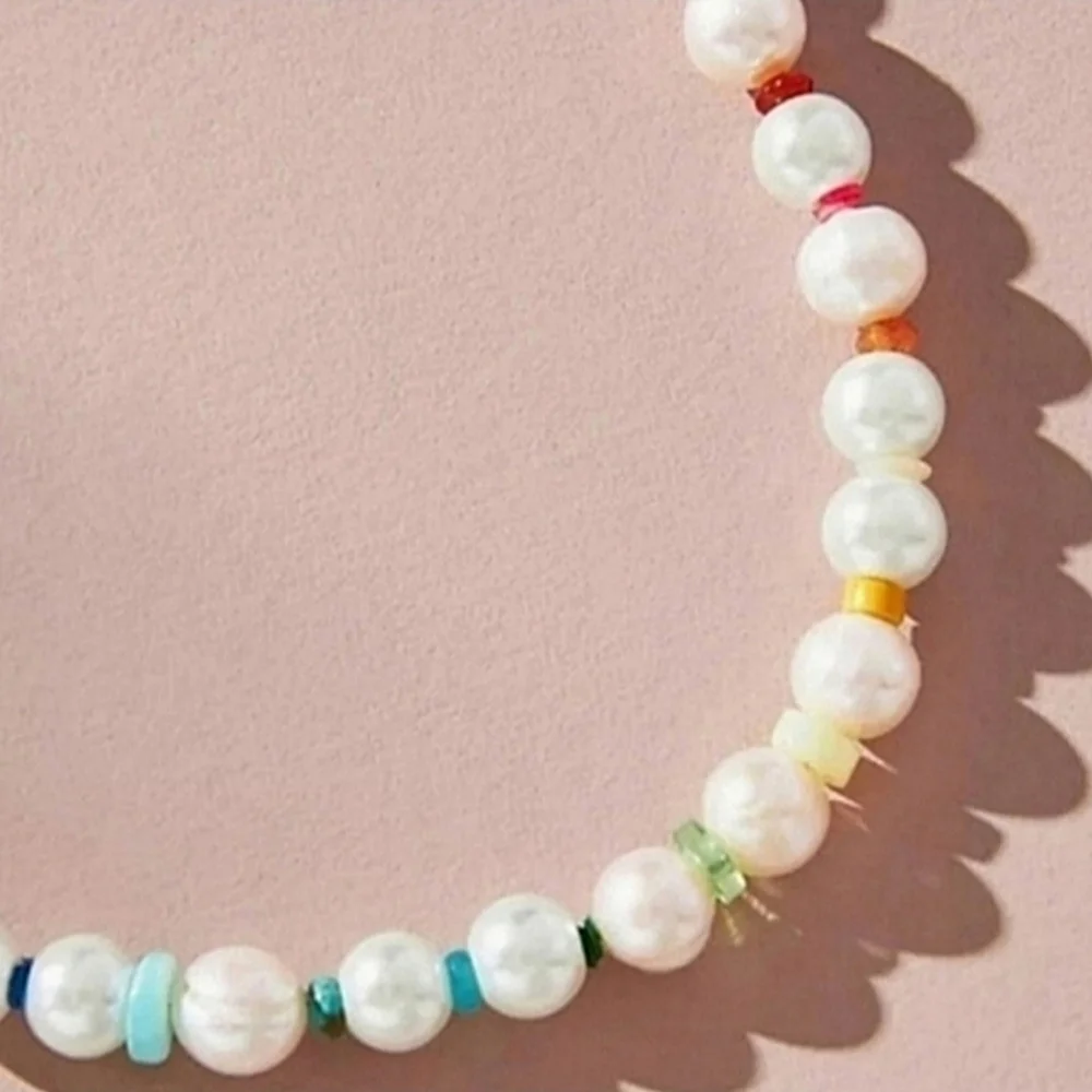 Anthropologie Beaded Rainbow Pearl Necklace